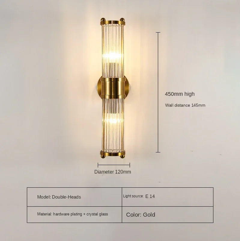 Modern Luxury Led E14 Crystal Wall Light Fixture Elegance