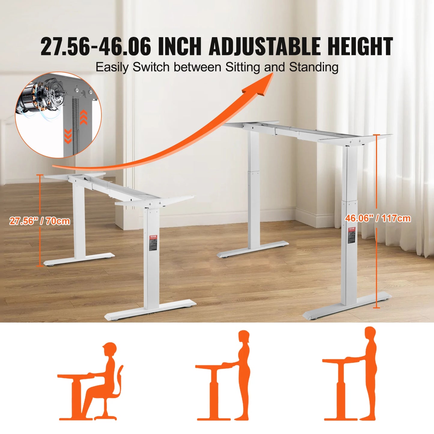 SucceBuy Standing Desk Frame  Electric Stand Up Computer Desk Legs Ergonomic DIY Workstation Base for Home and Office
