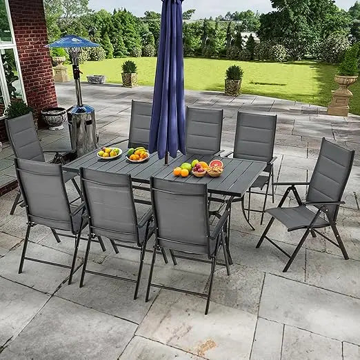 5/7/9-Piece All-Weather Rattan Patio Dining Set with 60" Wood Table Top, Removable Cushions & Umbrella Hole - Outdoor Furniture