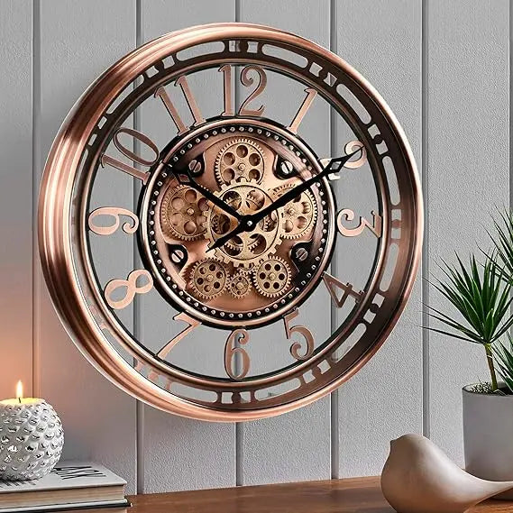 21 Inch Moving Gear Wall Clock for Modern Farmhouse Living Room Decor, Large Industrial Steampunk Wall Clock for Home Office
