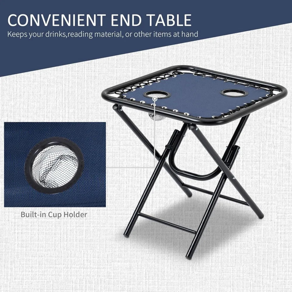 Zero Gravity Chair Set with Side Table, Folding Reclining Chair with Cupholders & Pillows, Adjustable Lounge Chair for Pool, Ba