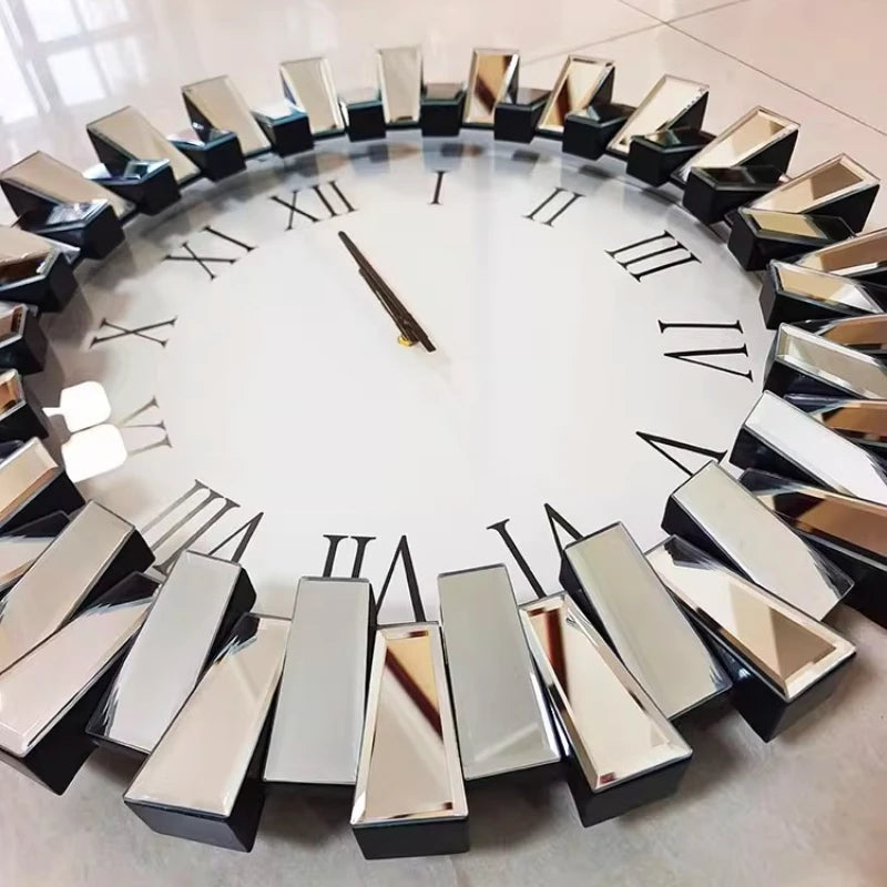 Slient Wall Clock Large Glass Wall Clock Modern Luxury Creative Hanging Clocks Living Room Aesthetic Decoration Accessories