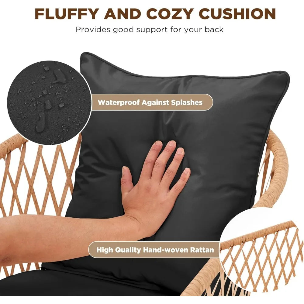 5/7/9-Piece All-Weather Rattan Patio Dining Set with 60" Wood Table Top, Removable Cushions & Umbrella Hole - Outdoor Furniture