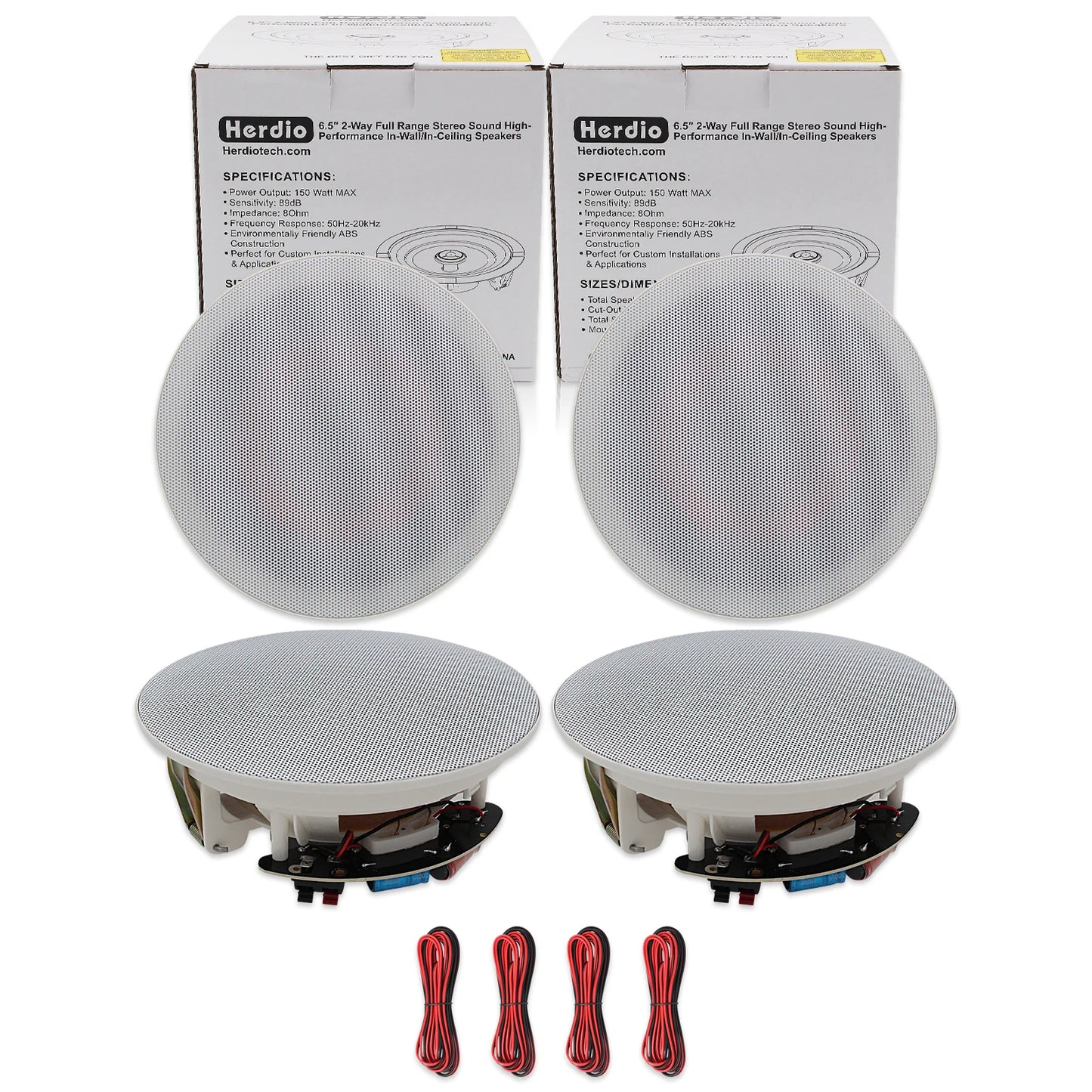 Herdio Ceiling Speakers 4 Pack 600W Power for Home
