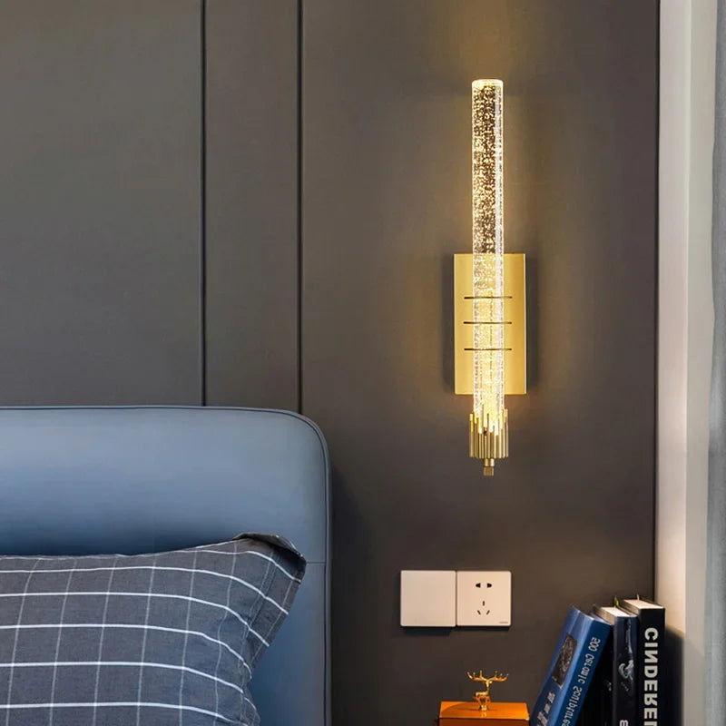 LED Modern Wall Light Crystal Rod Nordic Bedside Lamp
