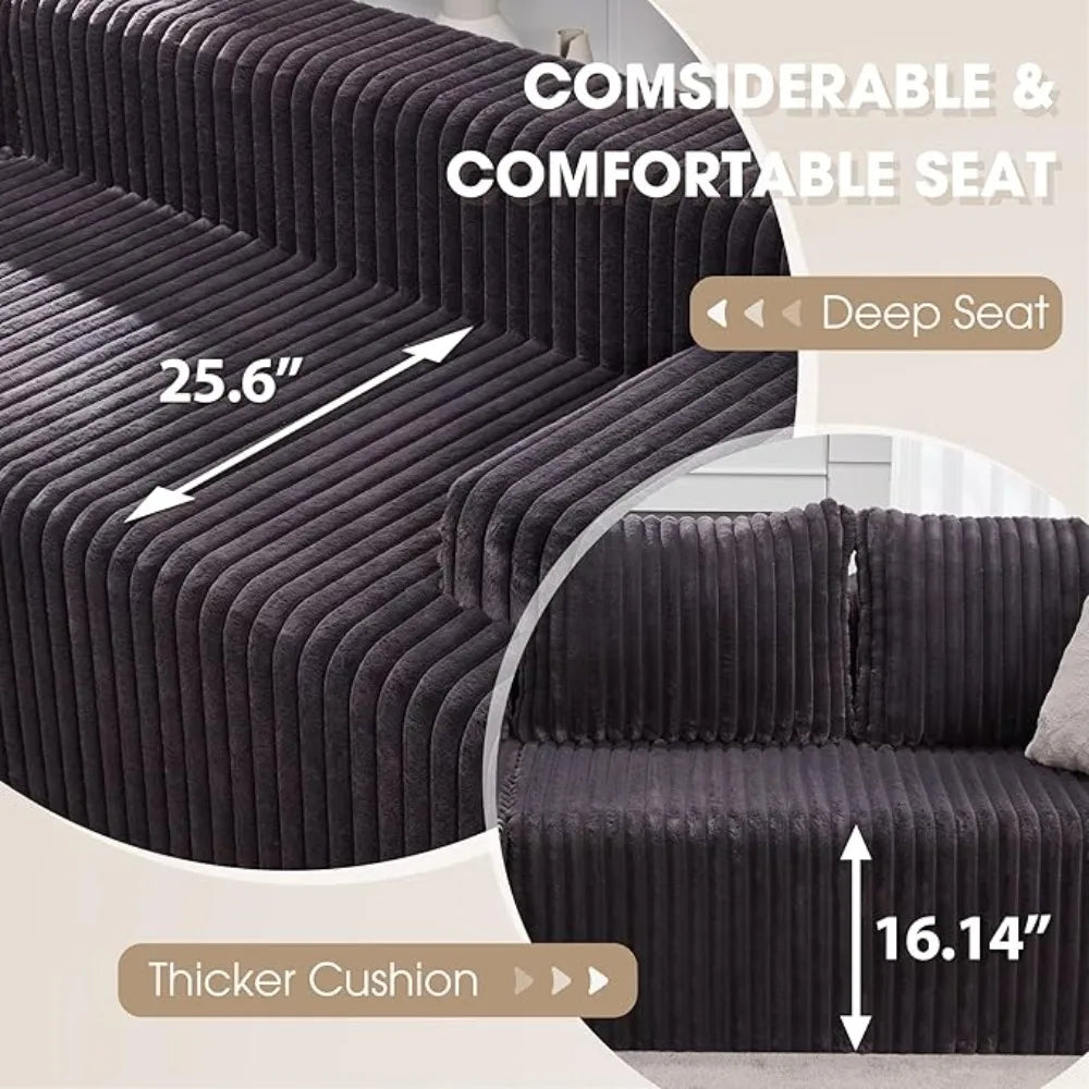 Luxury-Style 96” Modular Sectional Sofa – L-Shape 3-Seat Couch with Memory Foam, Comfortable Living Room Furniture